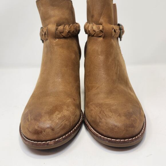Sperry Topsider Liberty Brown Leather Ankle Boots Women Size 8M Slip On Heel - Picture 3 of 10